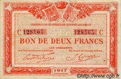 2 Francs FRANCE régionalisme et divers Quimper et Brest 1917 JP.104.09 TTB à SUP