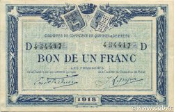 1 Franc FRANCE régionalisme et divers Quimper et Brest 1918 JP.104.14 TTB à SUP