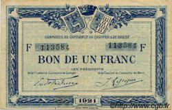 1 Franc FRANCE régionalisme et divers Quimper et Brest 1921 JP.104.20 TB