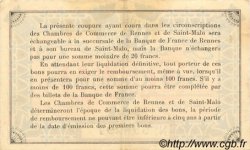 50 Centimes FRANCE régionalisme et divers Rennes et Saint-Malo 1915 JP.105.01 TTB à SUP