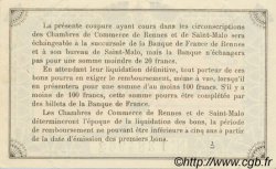 1 Franc Spécimen FRANCE régionalisme et divers Rennes et Saint-Malo 1915 JP.105.05 TTB à SUP