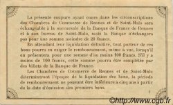 50 Centimes FRANCE régionalisme et divers Rennes et Saint-Malo 1915 JP.105.10 TTB à SUP