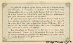 1 Franc FRANCE régionalisme et divers Rennes et Saint-Malo 1915 JP.105.11 SPL à NEUF