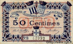 50 Centimes FRANCE régionalisme et divers Rennes et Saint-Malo 1915 JP.105.13 TTB à SUP