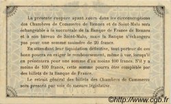 1 Franc FRANCE régionalisme et divers Rennes et Saint-Malo 1922 JP.105.22 TTB à SUP