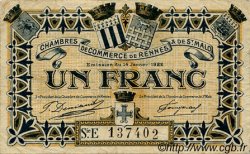 1 Franc FRANCE régionalisme et divers Rennes et Saint-Malo 1922 JP.105.22 TB