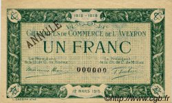 1 Franc Annulé FRANCE régionalisme et divers Rodez et Millau 1915 JP.108.07 TTB à SUP