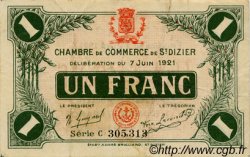 1 Franc FRANCE régionalisme et divers Saint-Dizier 1921 JP.113.22 TTB à SUP