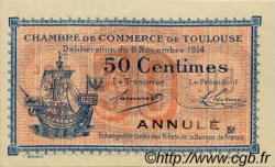 50 Centimes Annulé FRANCE régionalisme et divers Toulouse 1914 JP.122.09