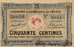 50 Centimes FRANCE régionalisme et divers Troyes 1918 JP.124.05