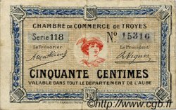50 Centimes FRANCE régionalisme et divers Troyes 1918 JP.124.07 TB