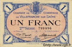 1 Franc FRANCE regionalism and miscellaneous Villefranche-Sur-Saône 1918 JP.129.09 VF - XF
