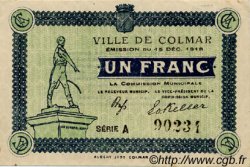 1 Franc FRANCE régionalisme et divers Colmar 1918 JP.130.03 TTB à SUP