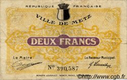 2 Francs FRANCE régionalisme et divers Metz 1918 JP.131.06 TB