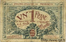 1 Franc FRANCE régionalisme et divers Monaco 1920 JP.136.06 TB