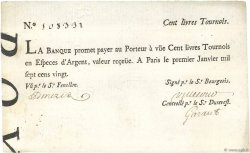 100 Livres Tournois typographié FRANCIA  1720 Dor.26