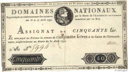 50 Livres Faux FRANCE  1792 Ass.32a XF