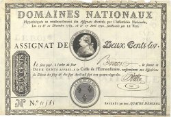 200 Livres sans coupons FRANCE  1790 Ass.01a VF