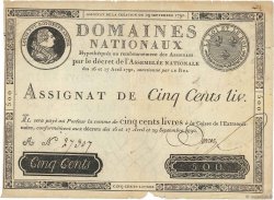 500 Livres FRANCE  1790 Ass.10a VF
