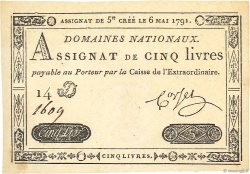 5 Livres FRANCIA  1791 Ass.12a FDC