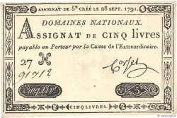 5 Livres FRANCE  1791 Ass.19a UNC