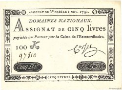 5 Livres FRANCIA  1791 Ass.20a FDC