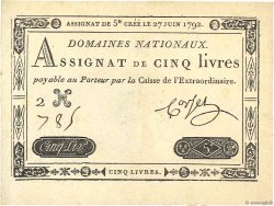 5 Livres FRANCE  1792 Ass.30a AU