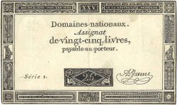 25 Livres Petit numéro FRANKREICH  1793 Ass.43a VZ