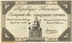 50 Livres Faux FRANCE  1792 Ass.39f VF+