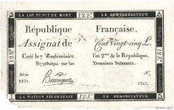 125 Livres Vérificateur FRANCE  1793 Ass.44b SUP+