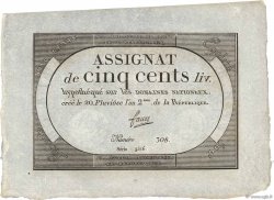 500 Livres FRANCE  1794 Ass.47a NEUF