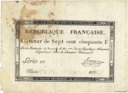 750 Francs FRANKREICH  1795 Ass.49a fVZ