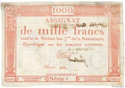1000 Francs Vérificateur FRANCIA  1795 Ass.50c BB