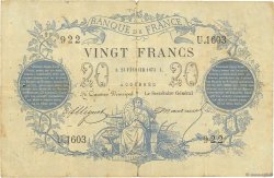 20 Francs type 1871 dates erronées FRANKREICH  1873 F.A46bis.03 S