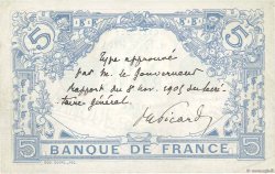 5 Francs BLEU Spécimen FRANKREICH  1905 F.02.00S fST+