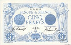5 Francs BLEU Spécimen FRANCIA  1913 F.02.13S FDC