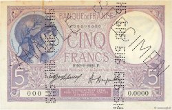 5 Francs FEMME CASQUÉE Spécimen FRANKREICH  1921 F.03.05Sp VZ