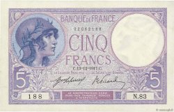 5 Francs FEMME CASQUÉE FRANCIA  1917 F.03.01 q.FDC