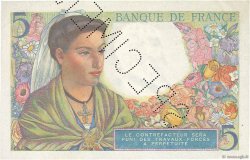 5 Francs BERGER Spécimen FRANCE  1943 F.05.01Sp AU