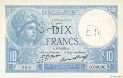 10 Francs MINERVE Spécimen FRANCE  1926 F.06.11Sp UNC-