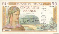 50 Francs CÉRÈS Spécimen FRANCIA  1934 F.17.01Sp AU