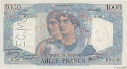 1000 Francs MINERVE ET HERCULE Spécimen FRANCE  1945 F.41.01Sp1 UNC-