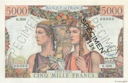 5000 Francs TERRE ET MER Spécimen FRANCIA  1949 F.48.01Spn FDC