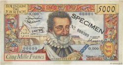 5000 Francs HENRI IV Spécimen FRANKREICH  1957 F.49.01Spn VZ