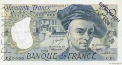 50 Francs QUENTIN DE LA TOUR Spécimen FRANCIA  1976 F.67.01Spn q.FDC