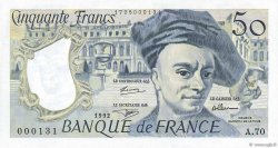 50 Francs QUENTIN DE LA TOUR Petit numéro FRANCE  1992 F.67.18A70