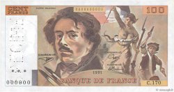 100 Francs DELACROIX imprimé en continu Spécimen FRANCE  1991 F.69bis.03Sp UNC