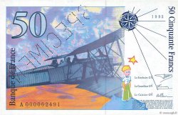 50 Francs SAINT-EXUPÉRY Spécimen FRANCE  1992 F.72.01Scp UNC-