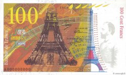 100 Francs EIFFEL type 1989 Non émis FRANCE  1995 NE.1989.02a UNC