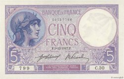 5 Francs FEMME CASQUÉE FRANCIA  1917 F.03.01 SC